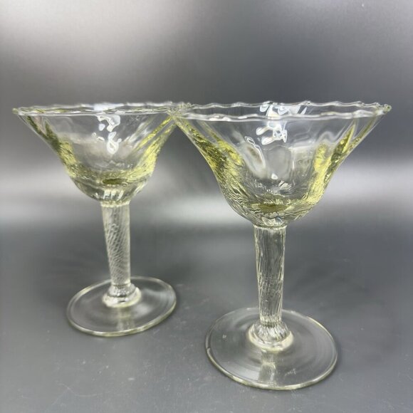 Vintage Venetian Barware Glasses Clear Optic Italian Glass Martini Cups Set2 - Picture 12 of 12